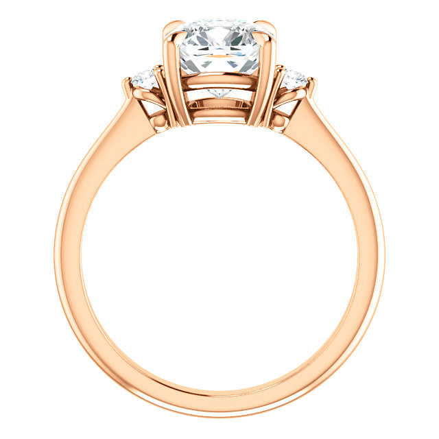 Cushion Moissanite Unique Three Stone Engagement Ring