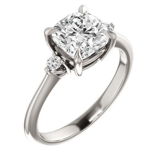 Cushion Moissanite Unique Three Stone Engagement Ring
