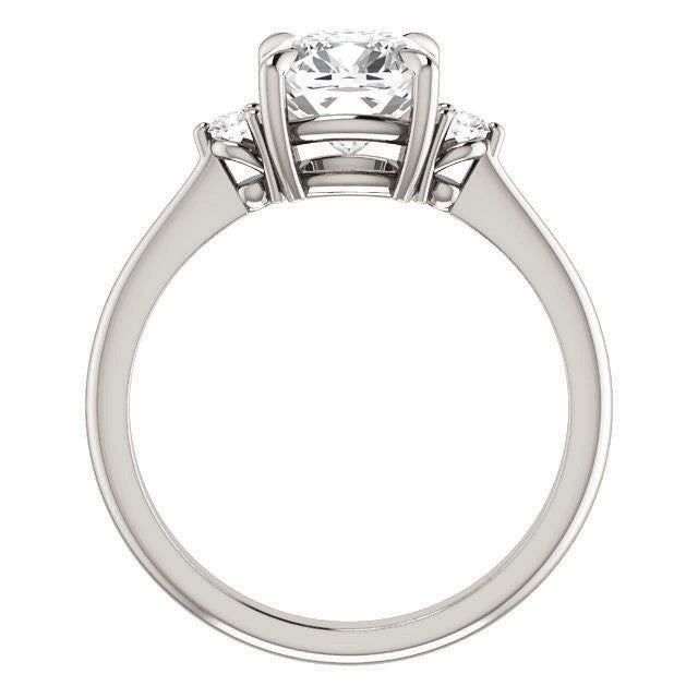 Cushion Moissanite Unique Three Stone Engagement Ring
