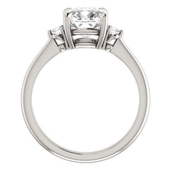 Cushion Moissanite Unique Three Stone Engagement Ring