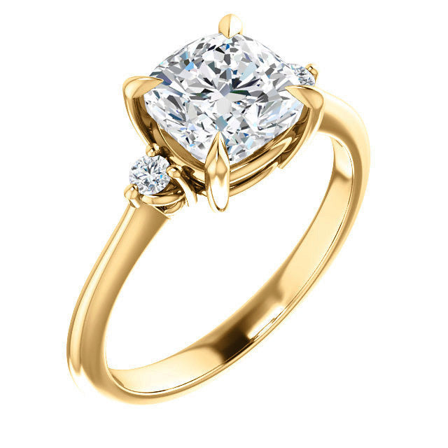 Cushion Moissanite Unique Three Stone Engagement Ring