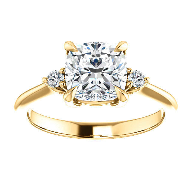Cushion Moissanite Unique Three Stone Engagement Ring