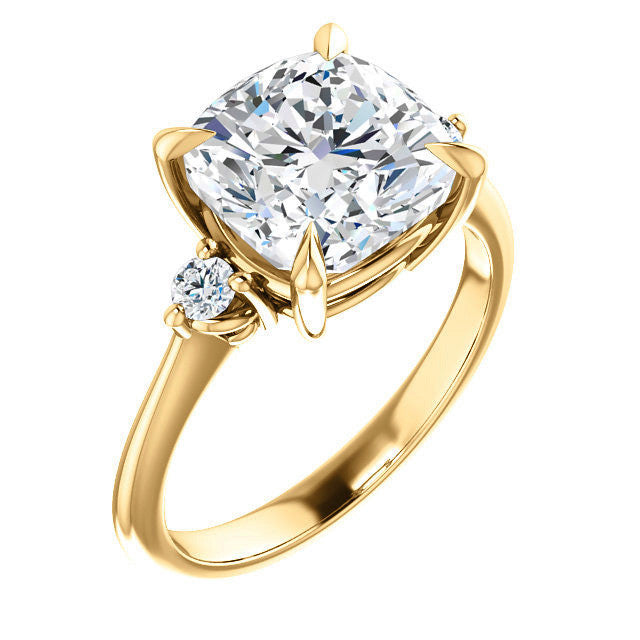 Cushion Moissanite Unique Three Stone Engagement Ring