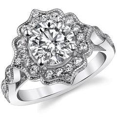 Antique Halo Round Brilliant Moissanite Engagement Ring