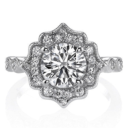 Antique Halo Round Brilliant Moissanite Engagement Ring