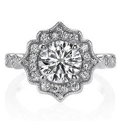 Antique Halo Round Brilliant Moissanite Engagement Ring