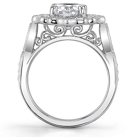 Antique Halo Round Brilliant Moissanite Engagement Ring