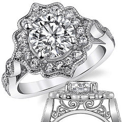 Antique Halo Round Brilliant Moissanite Engagement Ring