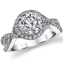 Split Shank Halo Cathedral Round Brilliant Moissanite Engagement Ring