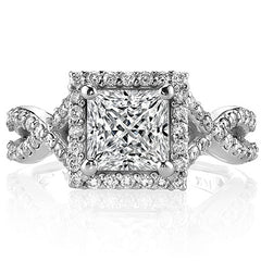 Split Shank Halo Cathedral Princess Moissanite Engagement Ring
