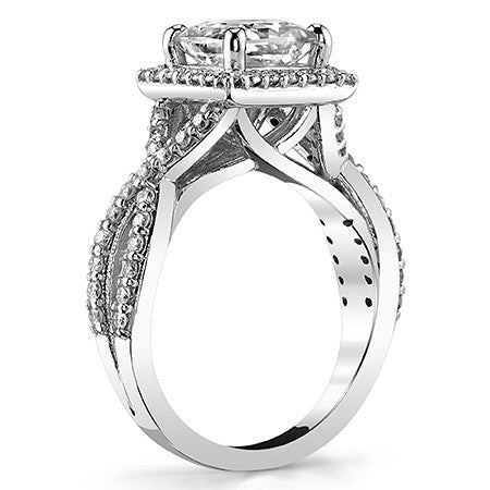 Split Shank Halo Cathedral Princess Moissanite Engagement Ring