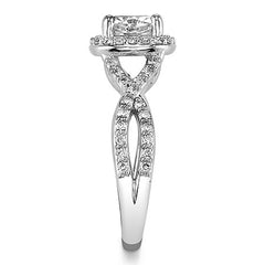 Split Shank Halo Cathedral Cushion Moissanite Engagement Ring