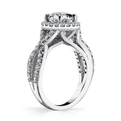 Split Shank Halo Cathedral Oval Moissanite Engagement Ring