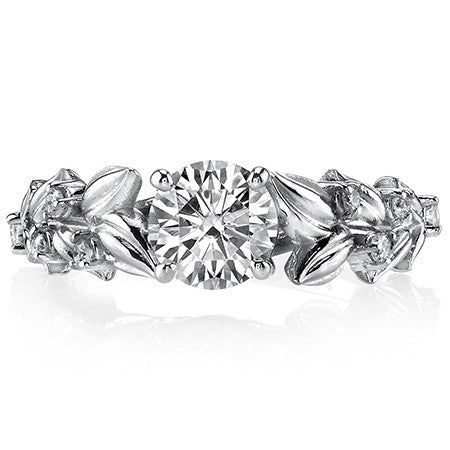Flower Petal Round Brilliant Moissanite Engagement Ring