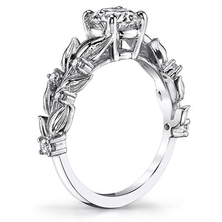 Flower Petal Round Brilliant Moissanite Engagement Ring