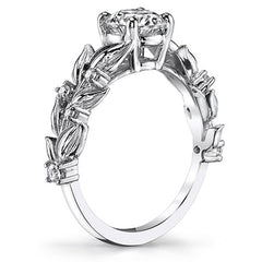 Flower Petal Round Brilliant Moissanite Engagement Ring