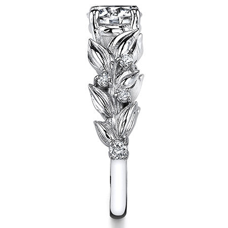 Flower Petal Round Brilliant Moissanite Engagement Ring