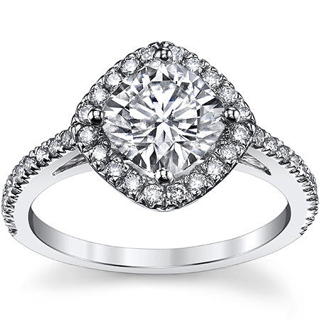 Kite Set Halo Cathedral Cushion Moissanite Engagement Ring