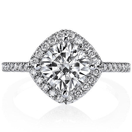 Kite Set Halo Cathedral Cushion Moissanite Engagement Ring