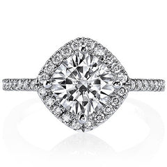Kite Set Halo Cathedral Cushion Moissanite Engagement Ring