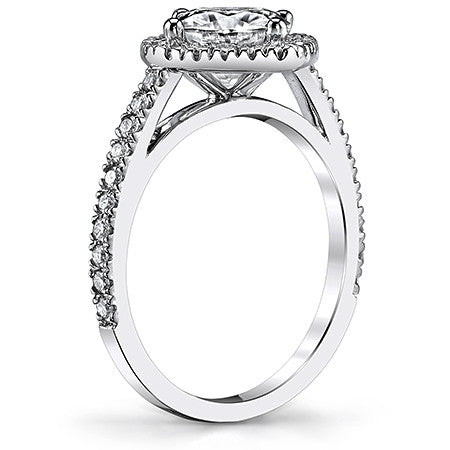 Kite Set Halo Cathedral Cushion Moissanite Engagement Ring