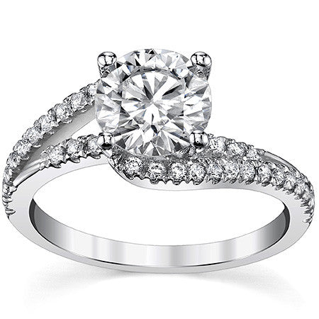 Bypass Cathedral Round Brilliant Moissanite Engagement Ring