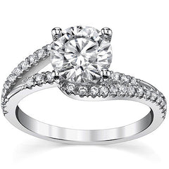 Bypass Cathedral Round Brilliant Moissanite Engagement Ring
