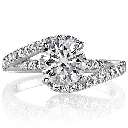 Bypass Cathedral Round Brilliant Moissanite Engagement Ring