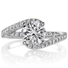 Bypass Cathedral Round Brilliant Moissanite Engagement Ring