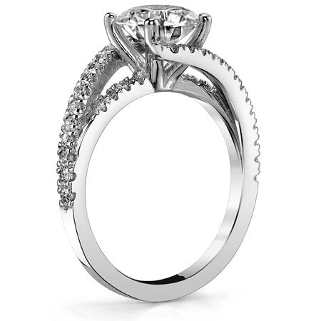 Bypass Cathedral Round Brilliant Moissanite Engagement Ring