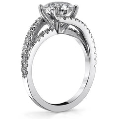 Bypass Cathedral Round Brilliant Moissanite Engagement Ring