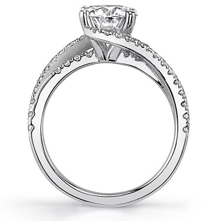 Bypass Cathedral Round Brilliant Moissanite Engagement Ring