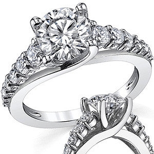Trellis Cathedral Round Brilliant Moissanite Engagement Ring