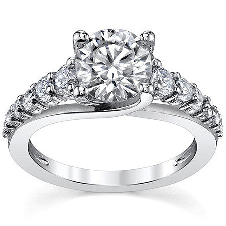 Trellis Cathedral Round Brilliant Moissanite Engagement Ring