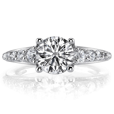 Trellis Cathedral Round Brilliant Moissanite Engagement Ring