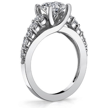 Trellis Cathedral Round Brilliant Moissanite Engagement Ring