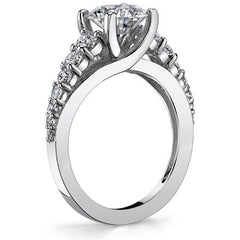 Trellis Cathedral Round Brilliant Moissanite Engagement Ring