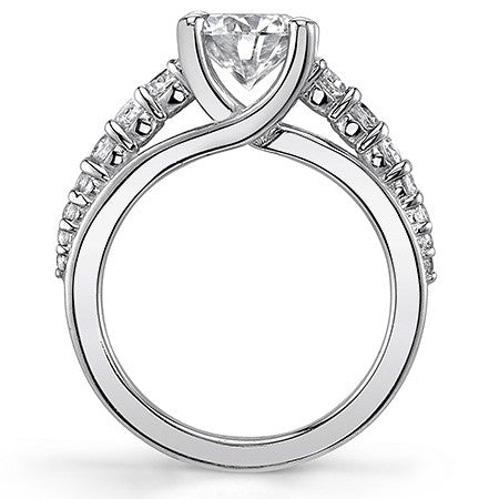 Trellis Cathedral Round Brilliant Moissanite Engagement Ring