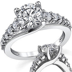 Trellis Cathedral Round Brilliant Moissanite Engagement Ring