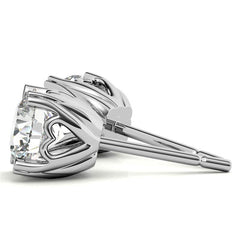 Hearts on Top Round Moissanite Stud Earrings