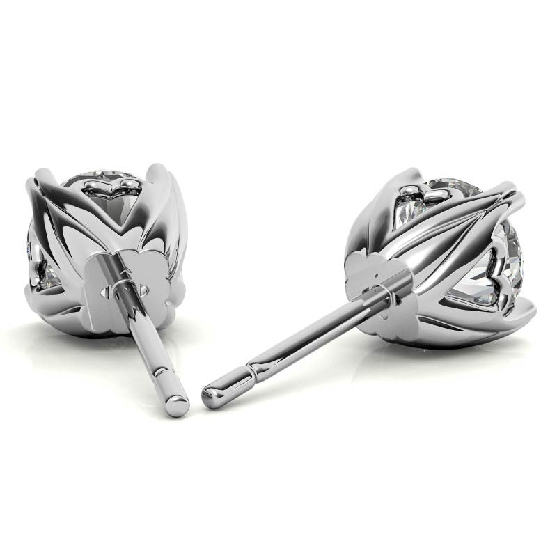 Hearts on Top Round Moissanite Stud Earrings