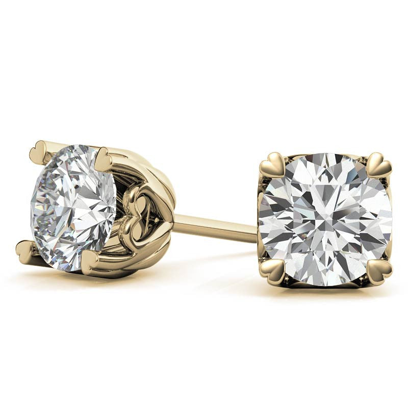 Hearts on Top Round Moissanite Stud Earrings