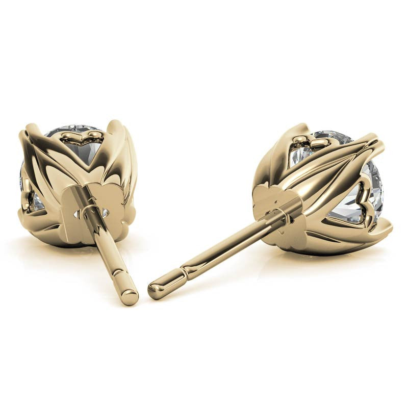 Hearts on Top Round Moissanite Stud Earrings