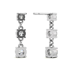 Round Moissanite Three Stone Earrings (4, 3.5, 3mm) 14k W/Y