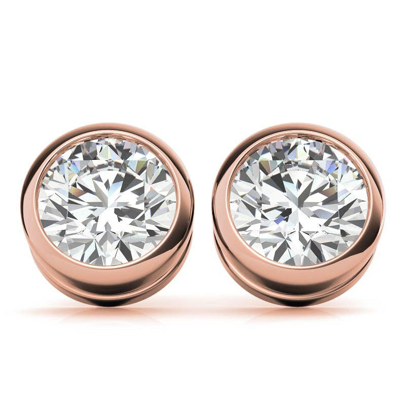 Round Bezel Moissanite Stud Earrings