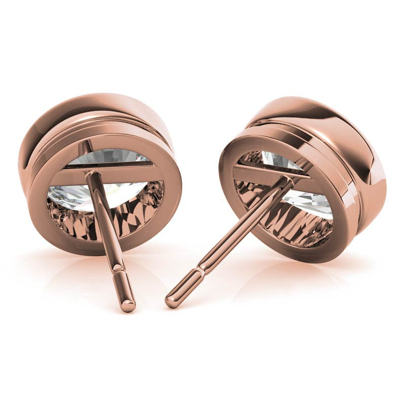 Round Bezel Moissanite Stud Earrings