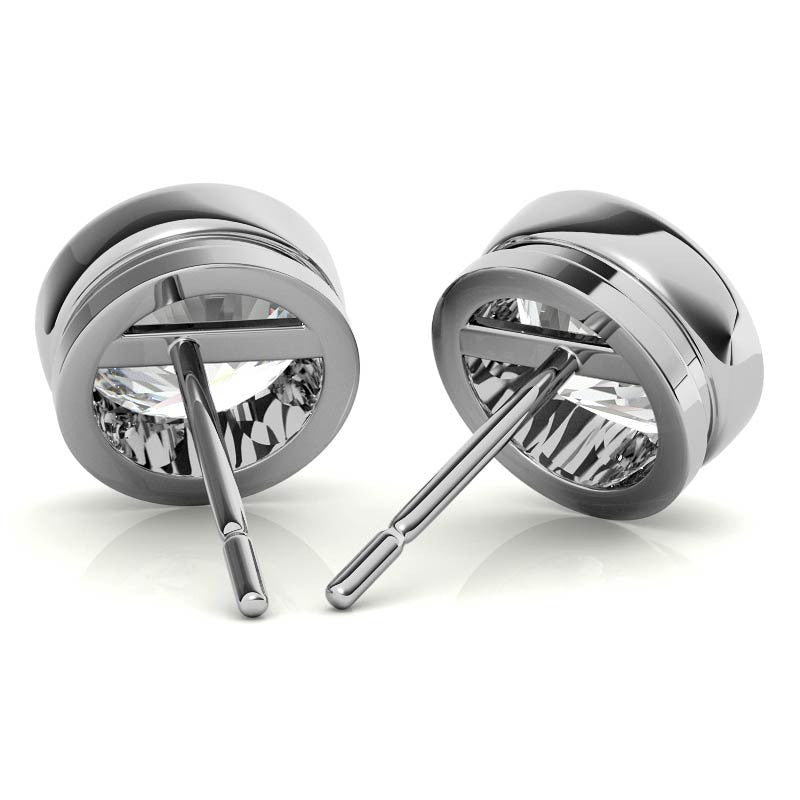 Round Bezel Moissanite Stud Earrings