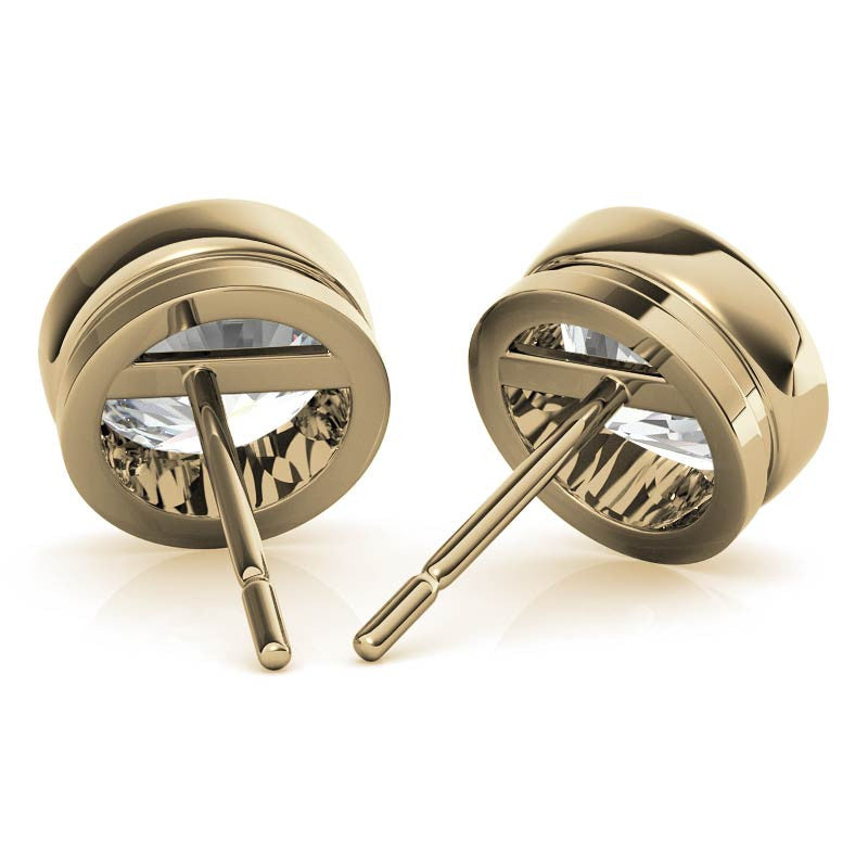 Round Bezel Moissanite Stud Earrings