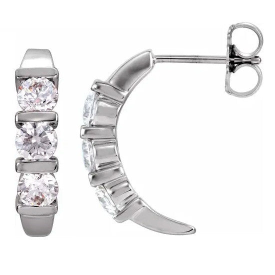 Round Moissanite Three Stone Earrings - 1.5ct tw
