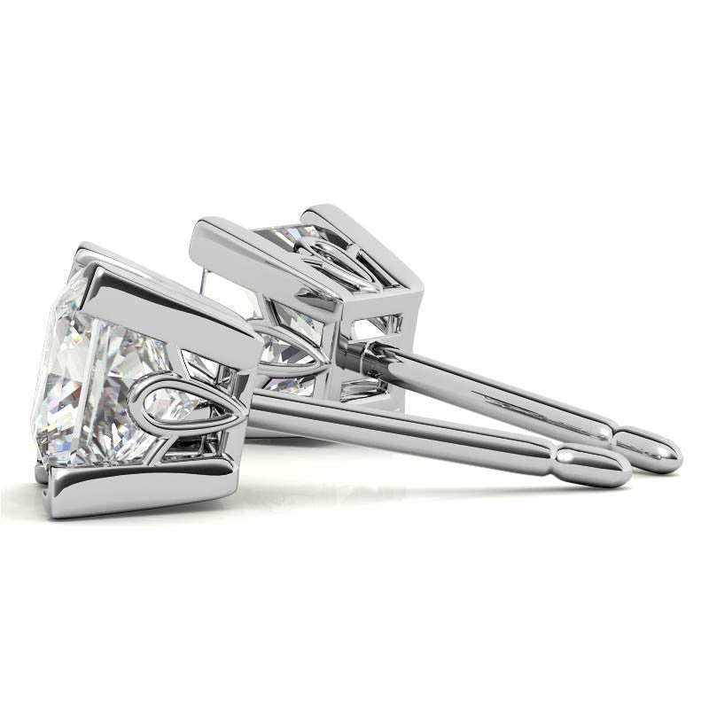 Princess Moissanite Vintage Scroll Stud Earrings